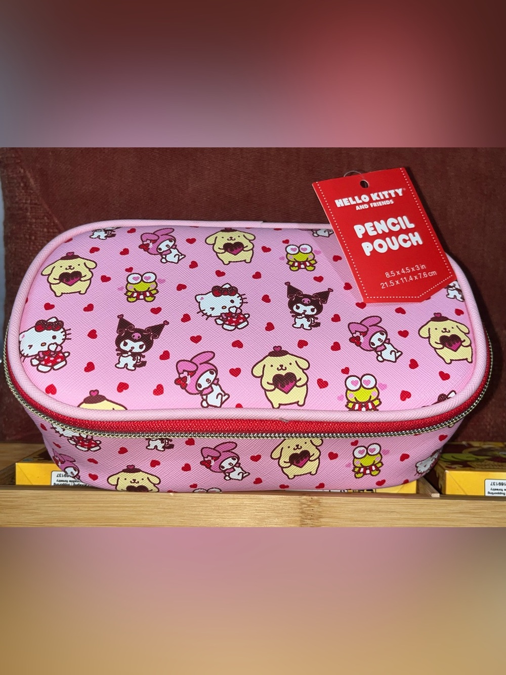 Hello Kitty and Friends Pink Multicolor Print Pencil Pouch